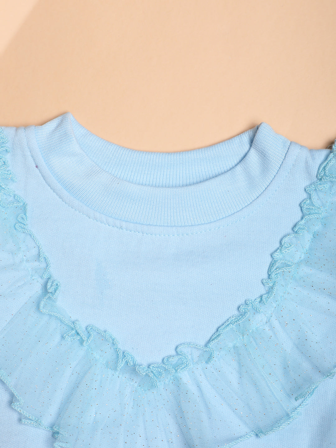 Cutiekins Girls Solid Embellished Trendy Winter Sweatshirt -Sky Blue