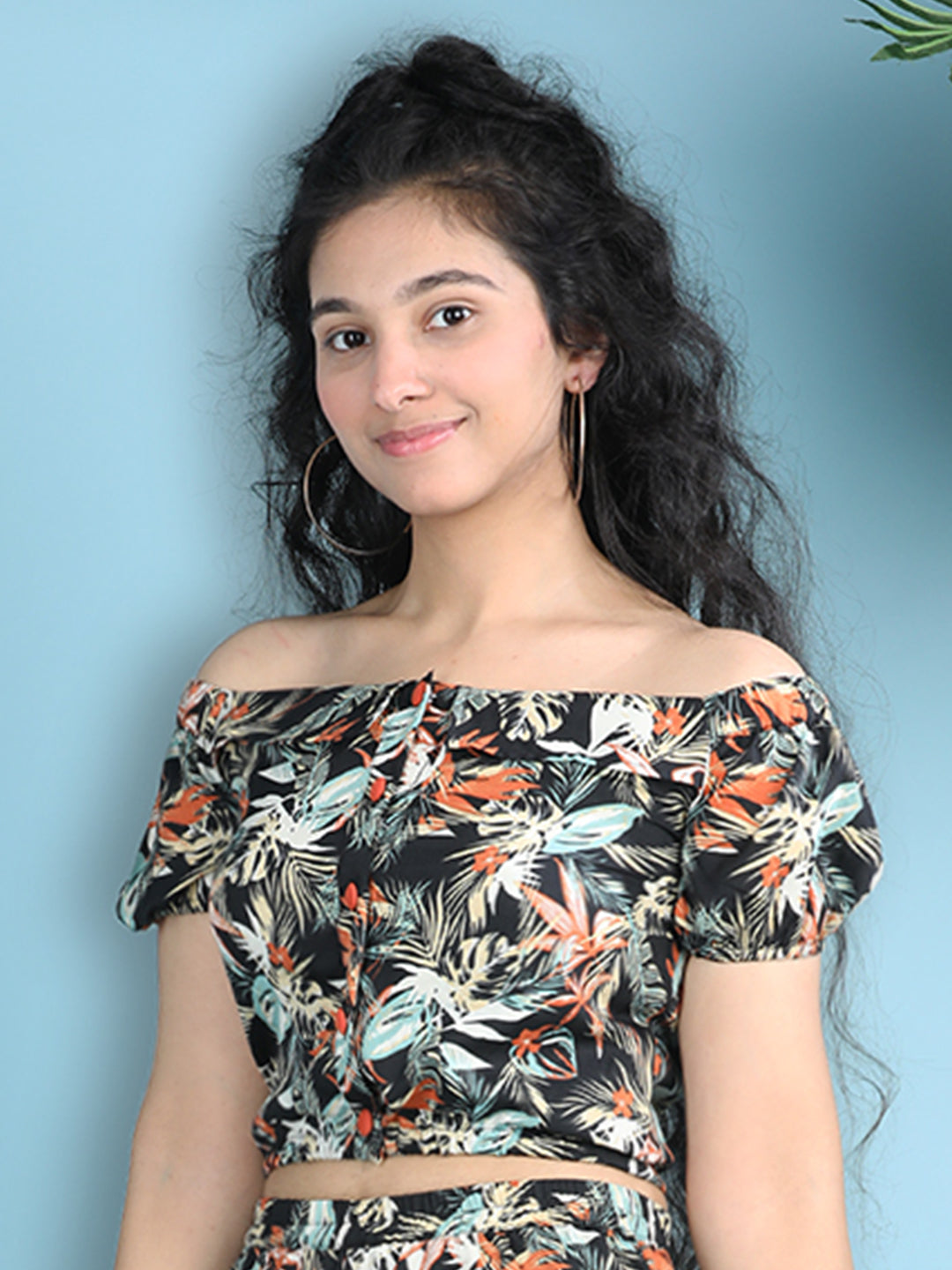 Cutiekins Girls Printed Embellished Top -Black & Multi