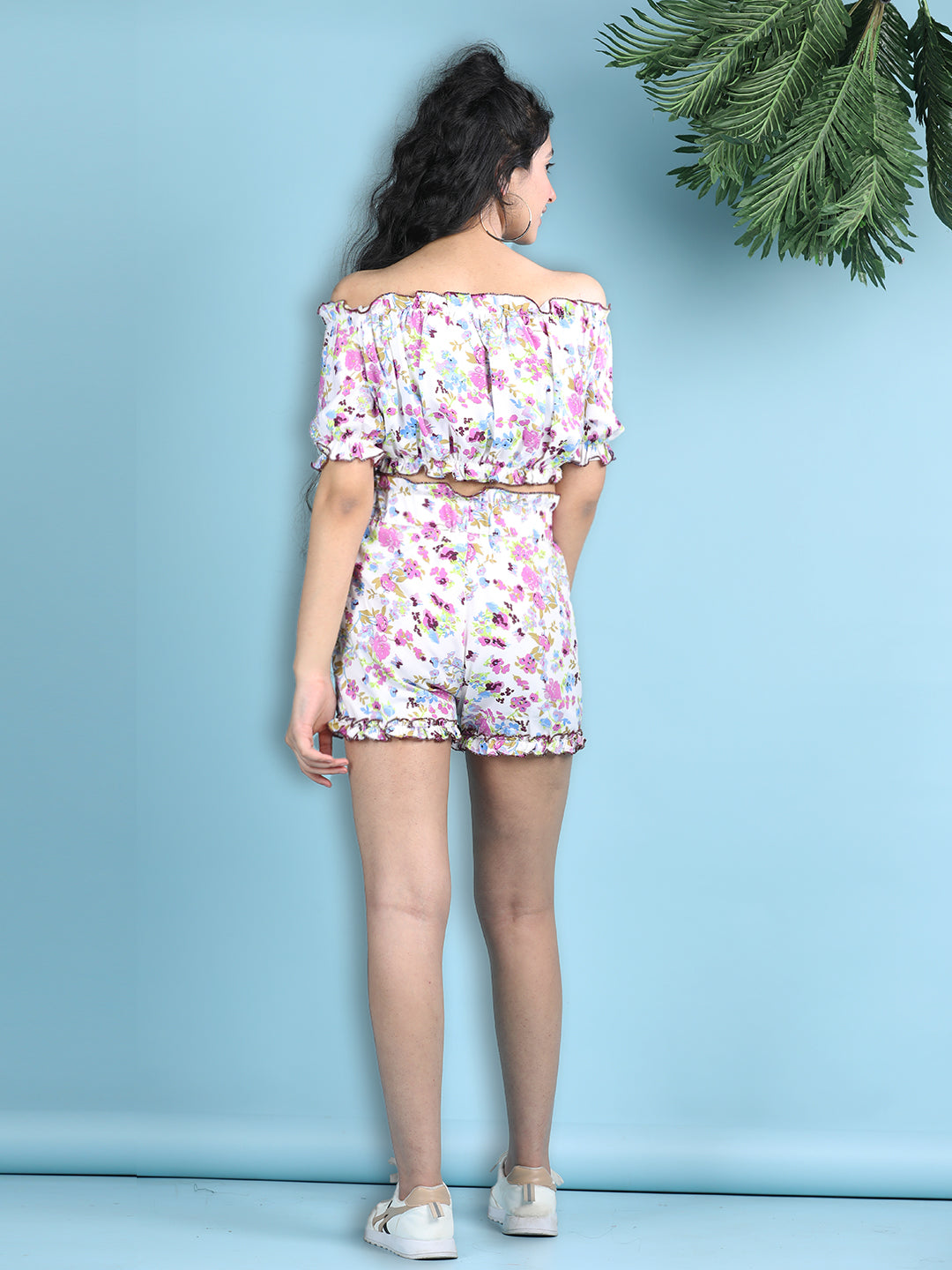 Cutiekins Girls Printed Embellished Top with Solid Shorts -White & Multi