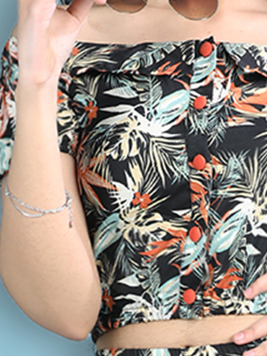 Cutiekins Girls Printed Embellished Top -Black & Multi