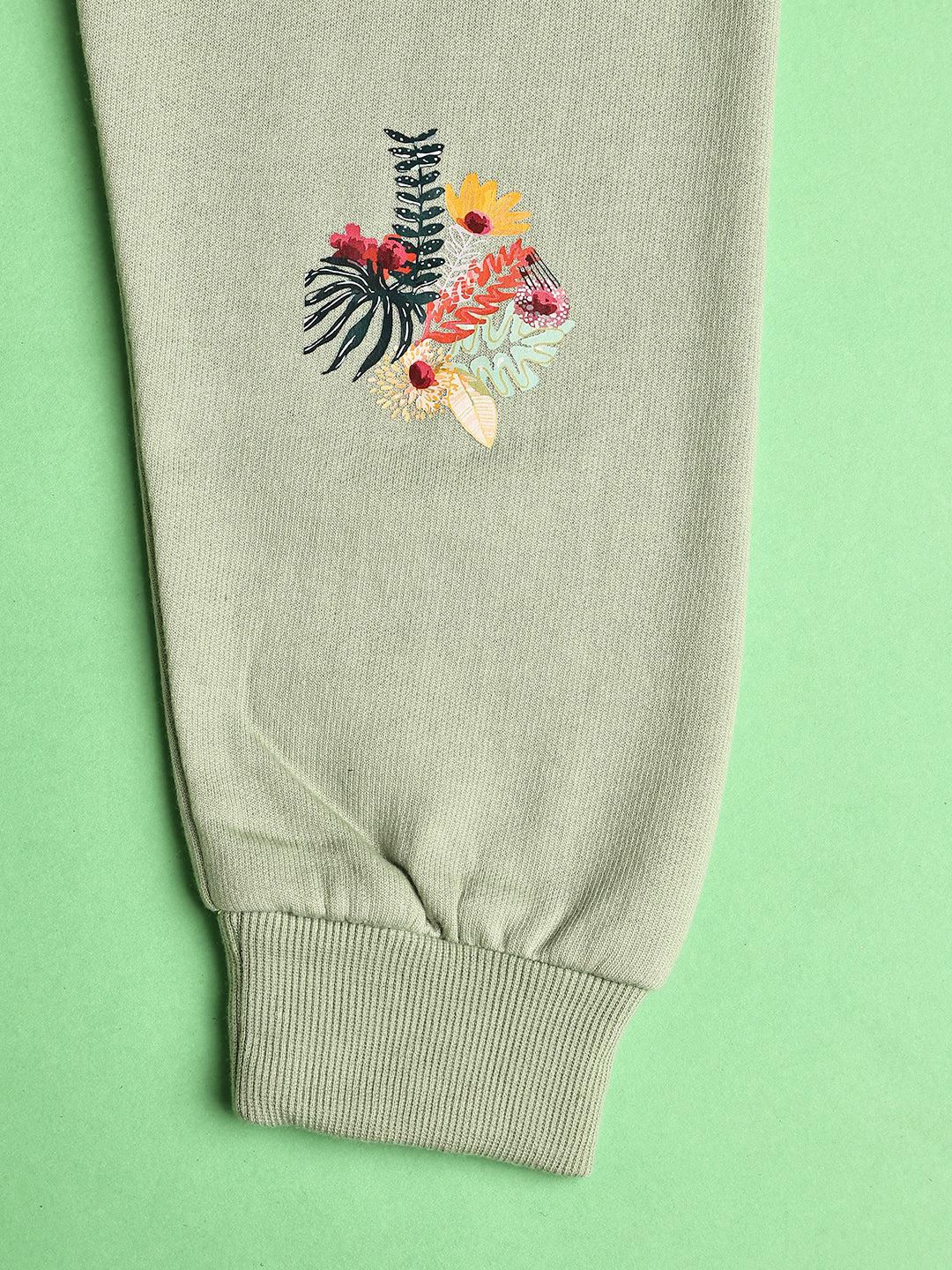 Cutiekins Girls Graphic Print Cozy Trackpant -Light Green