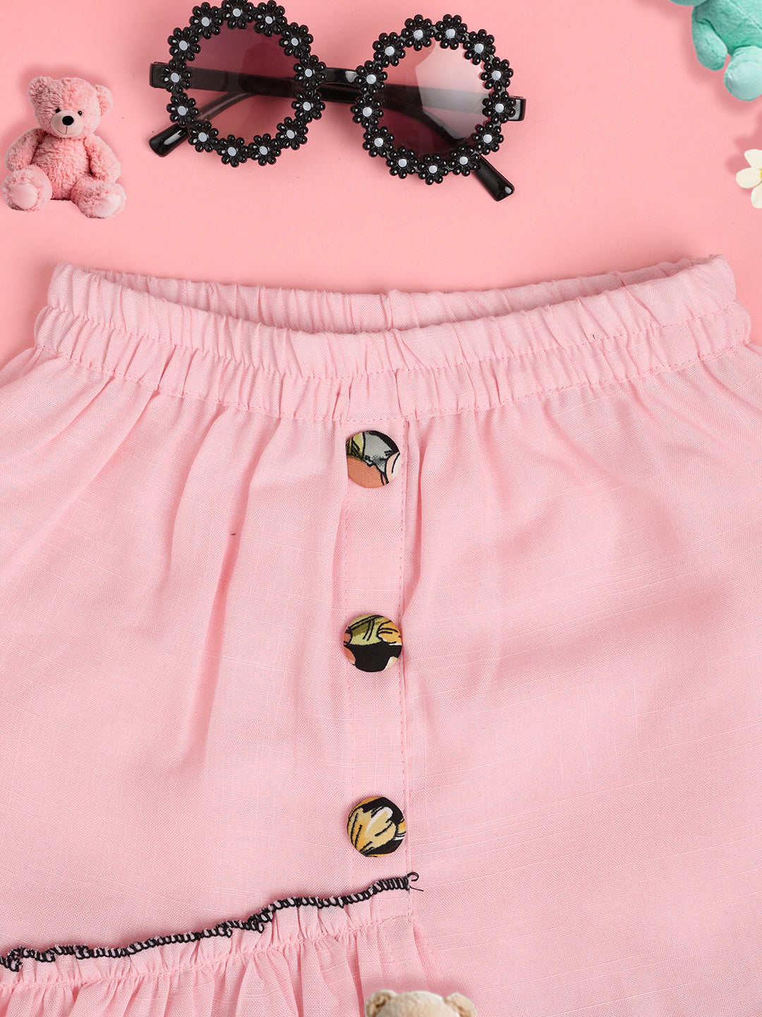 Cutiekins Girls Solid Embellished Skirt-Peach