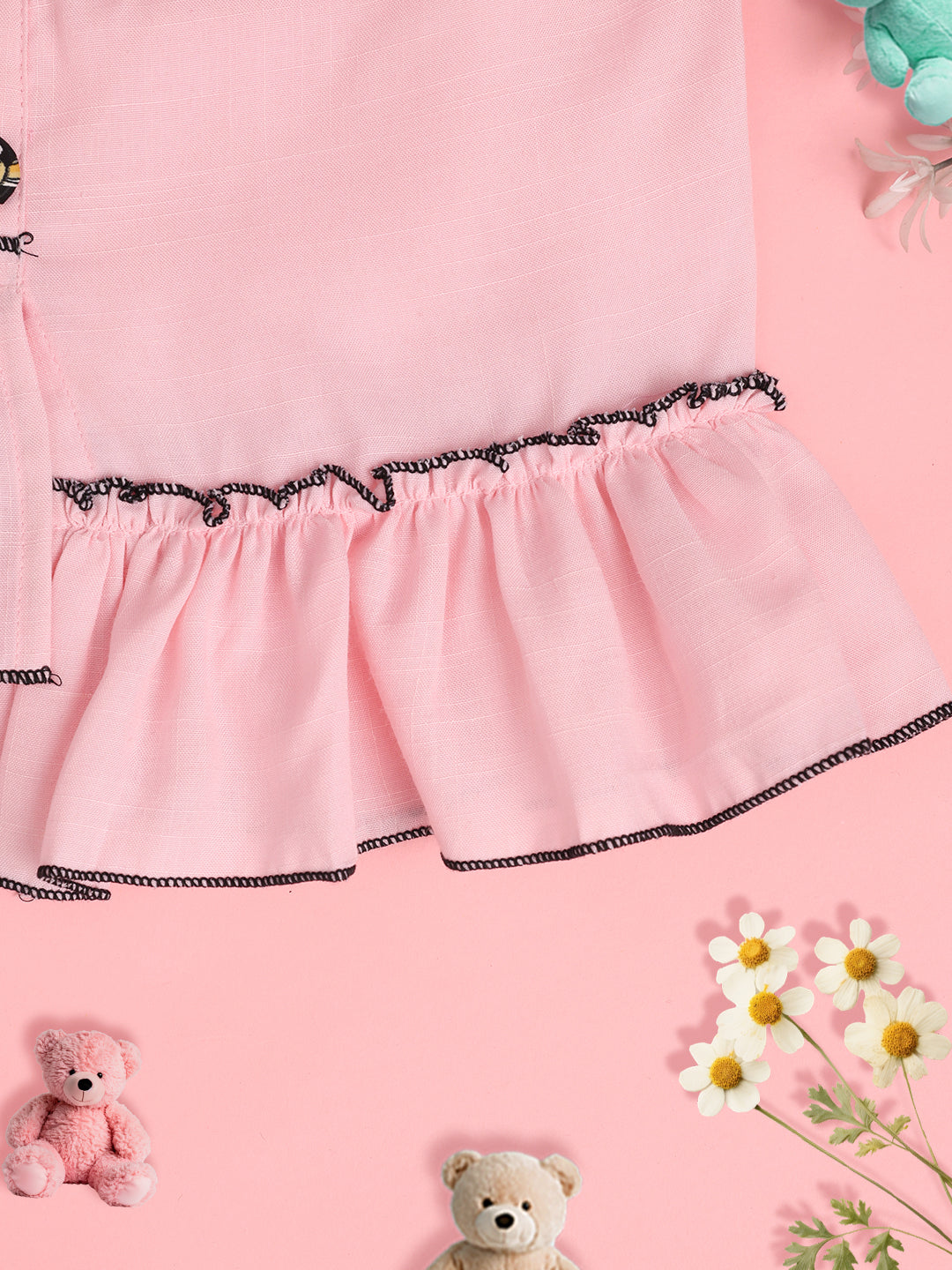 Cutiekins Girls Solid Embellished Skirt-Peach