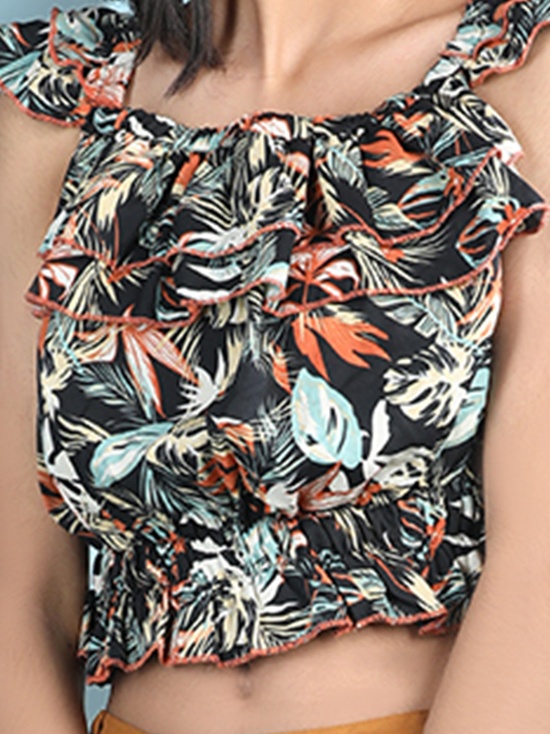 Cutiekins Girls Trendy Bold Style Printed Top -Black & Multi