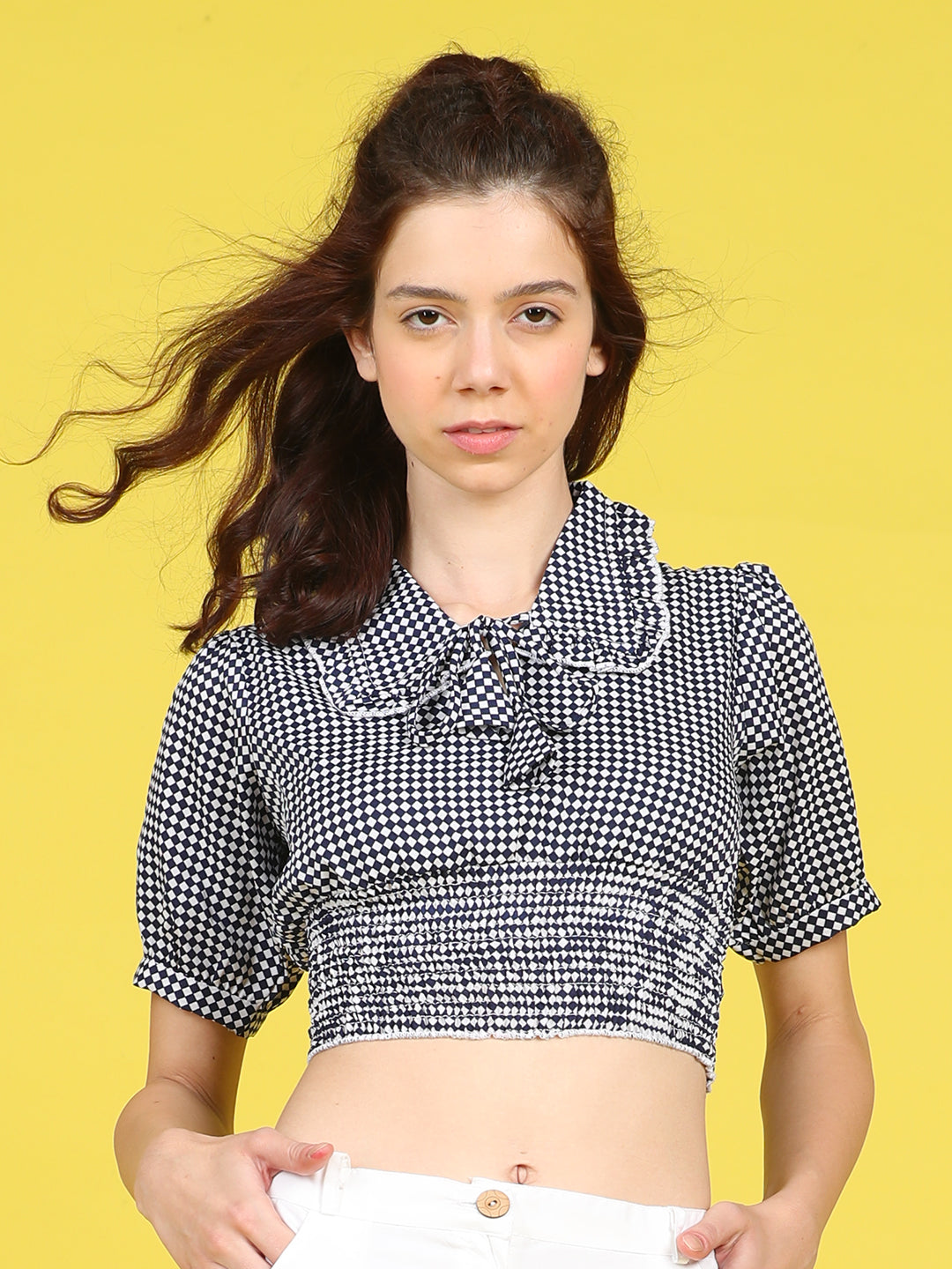 Cutiekins Girls Trendy Bold Style Printed Top -Black & Off White