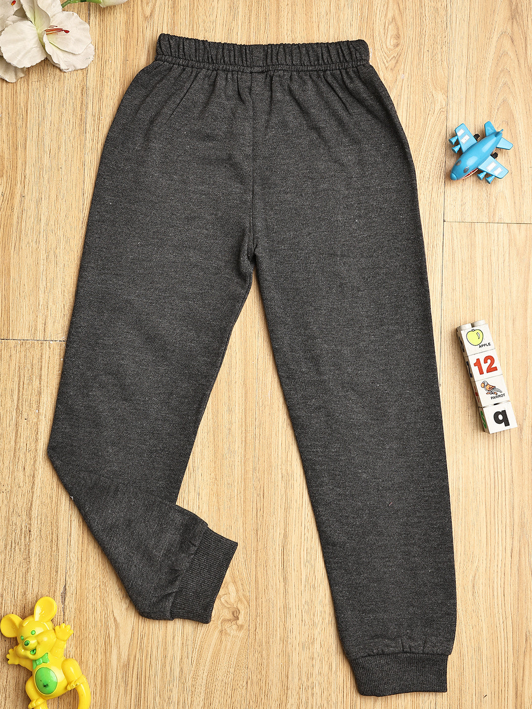 Cutiekins Boys Graphic Print cozy Fleece Trackpant -Black & Off White