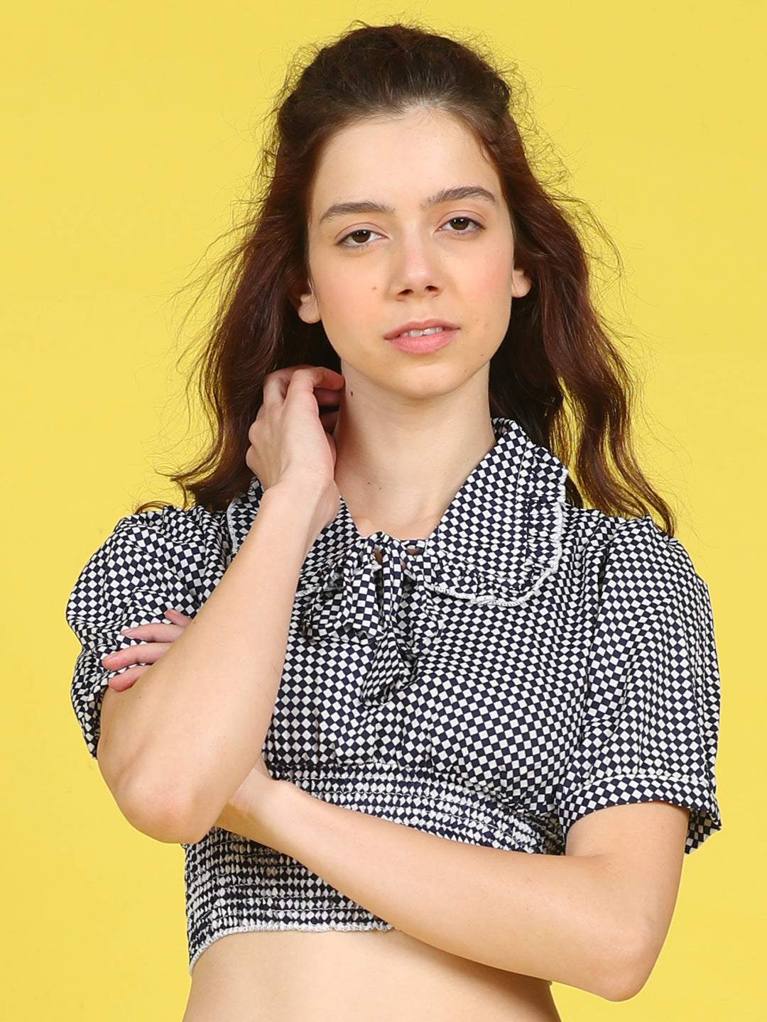 Cutiekins Girls Trendy Bold Style Printed Top -Black & Off White