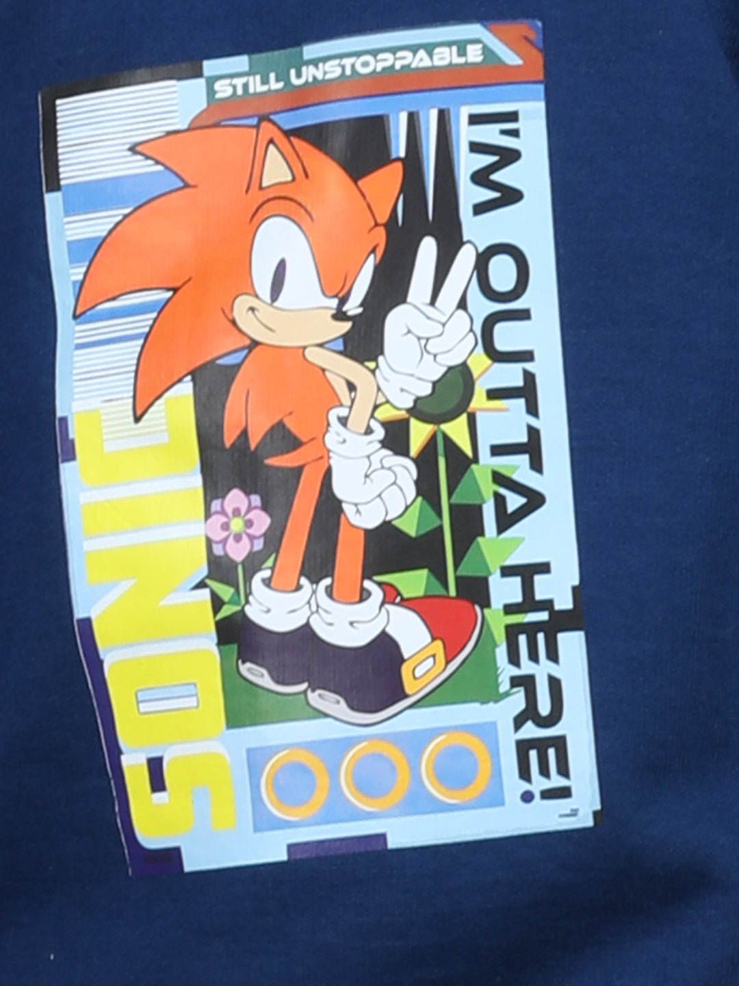 Cutiekins Boys Sonic Graphic Print cozy Tracksuit -Navy Blue & Orange