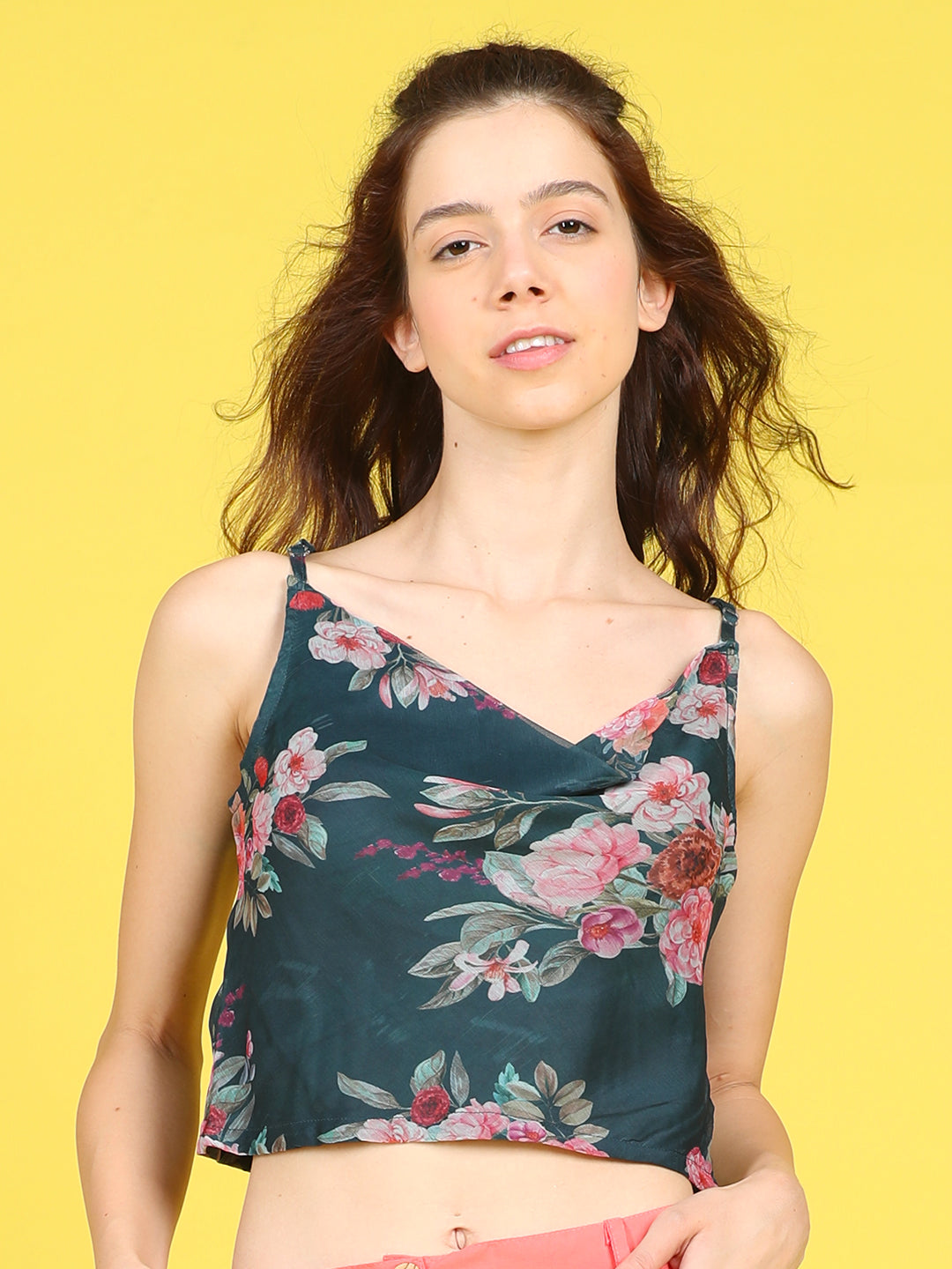 Cutiekins Girls Trendy Bold Style Printed Top -Teal Green & Multi