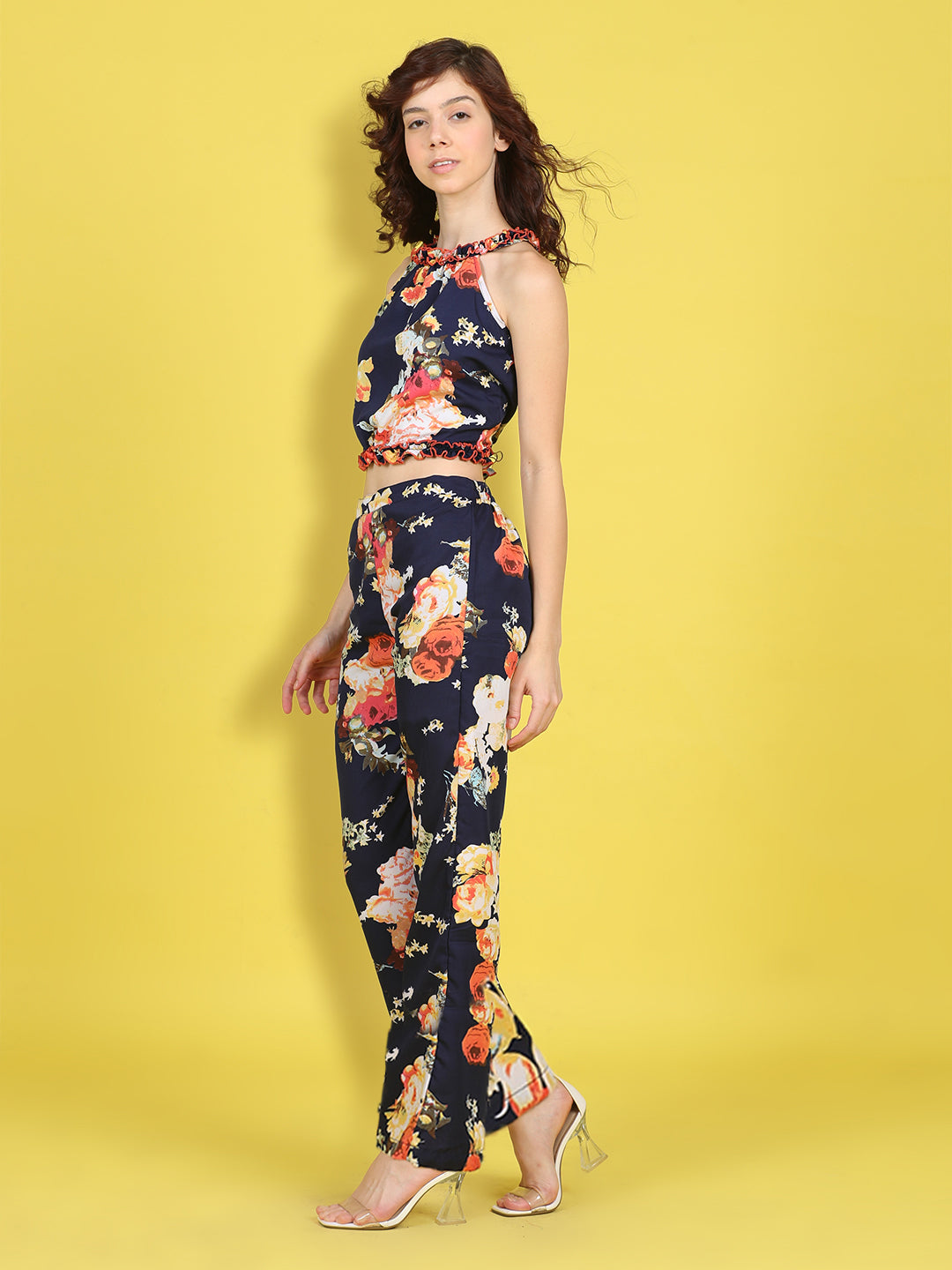 Cutiekins Girls Trendy Bold Style Printed Top & Palazzo Co-ord Set -Navy & Multi