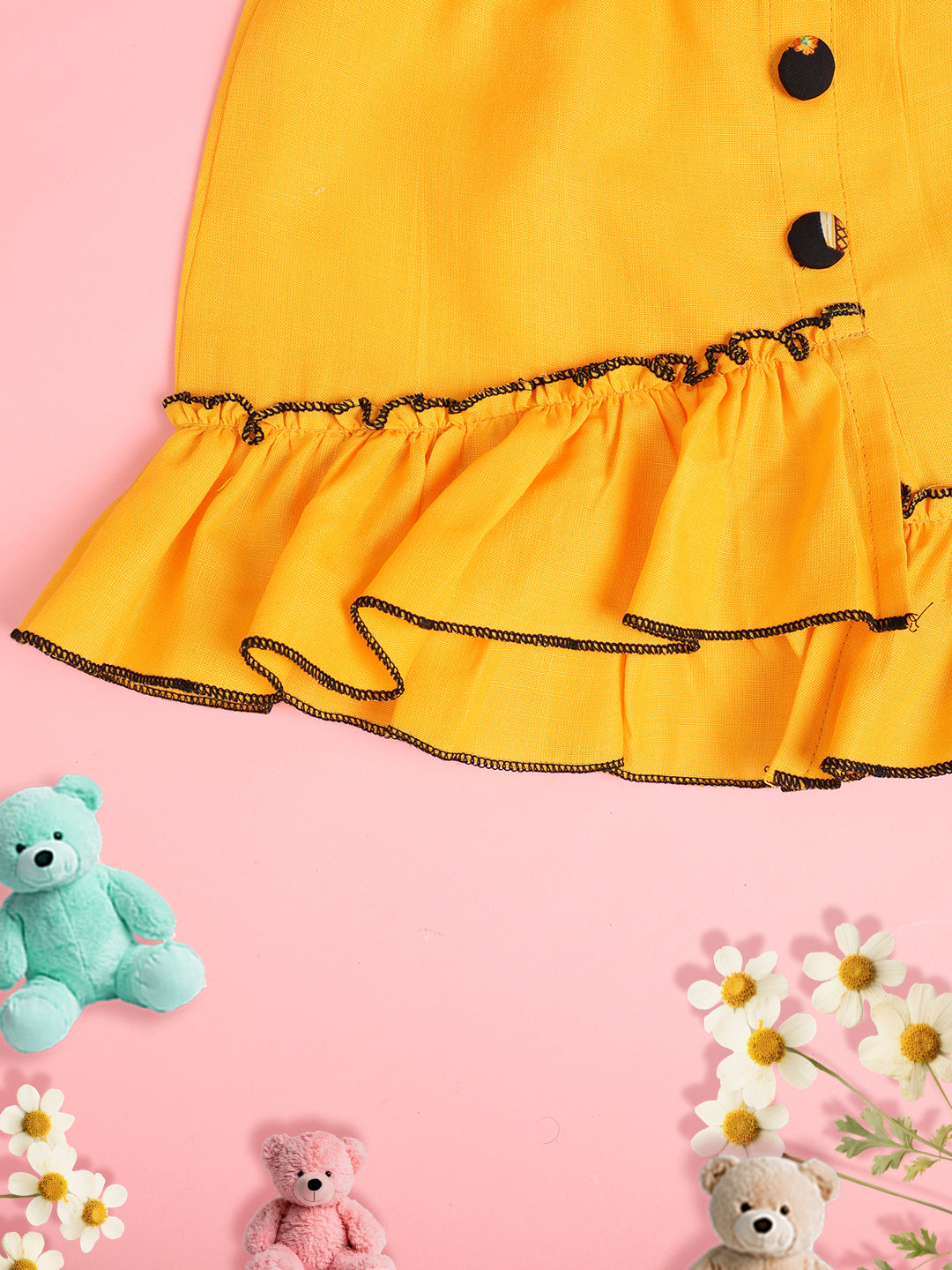 Cutiekins Girls Solid Embellished Skirt-Peach -Mustard