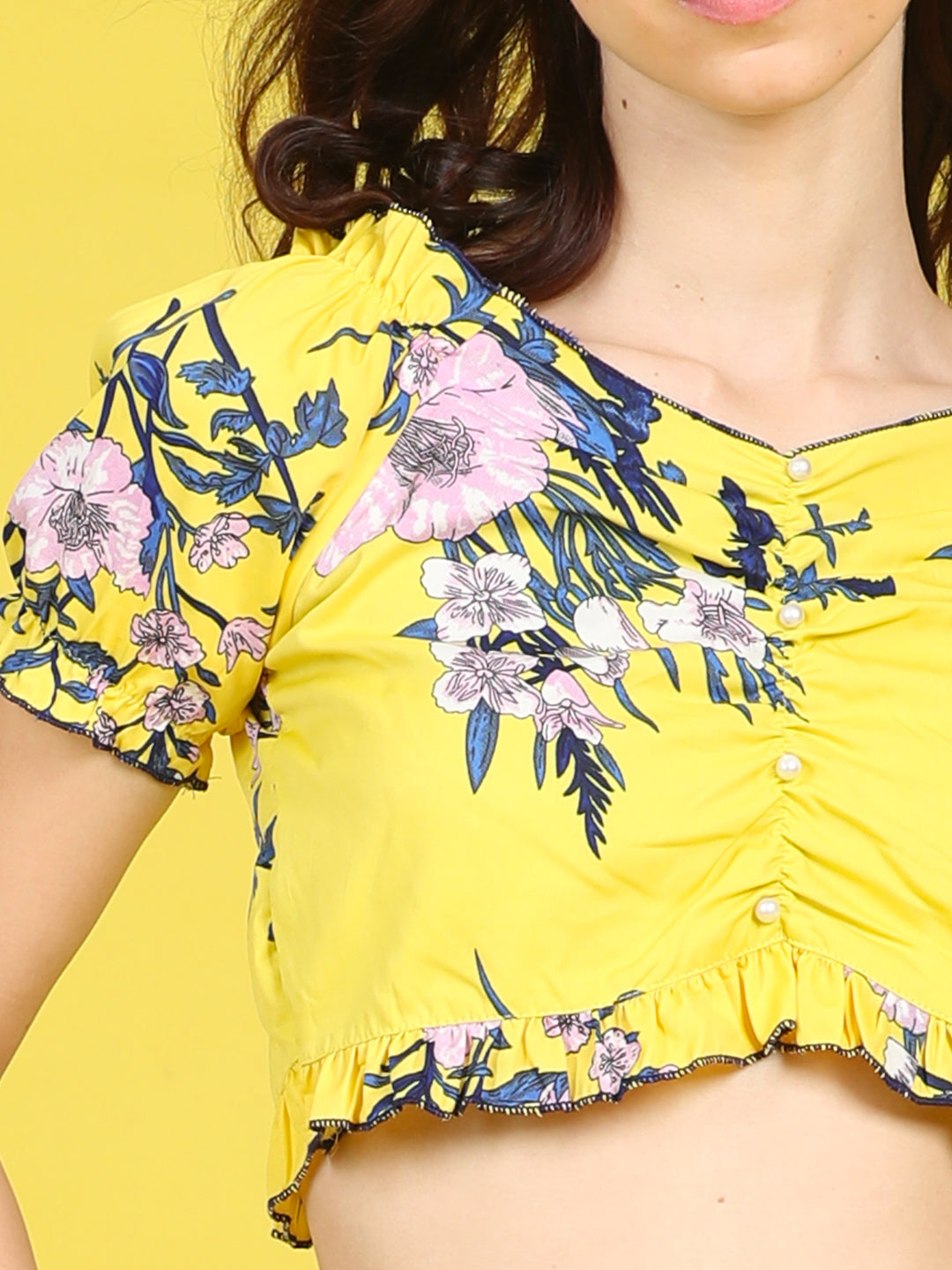 Cutiekins Girls Trendy Bold Style Printed Top -Yellow & Multi