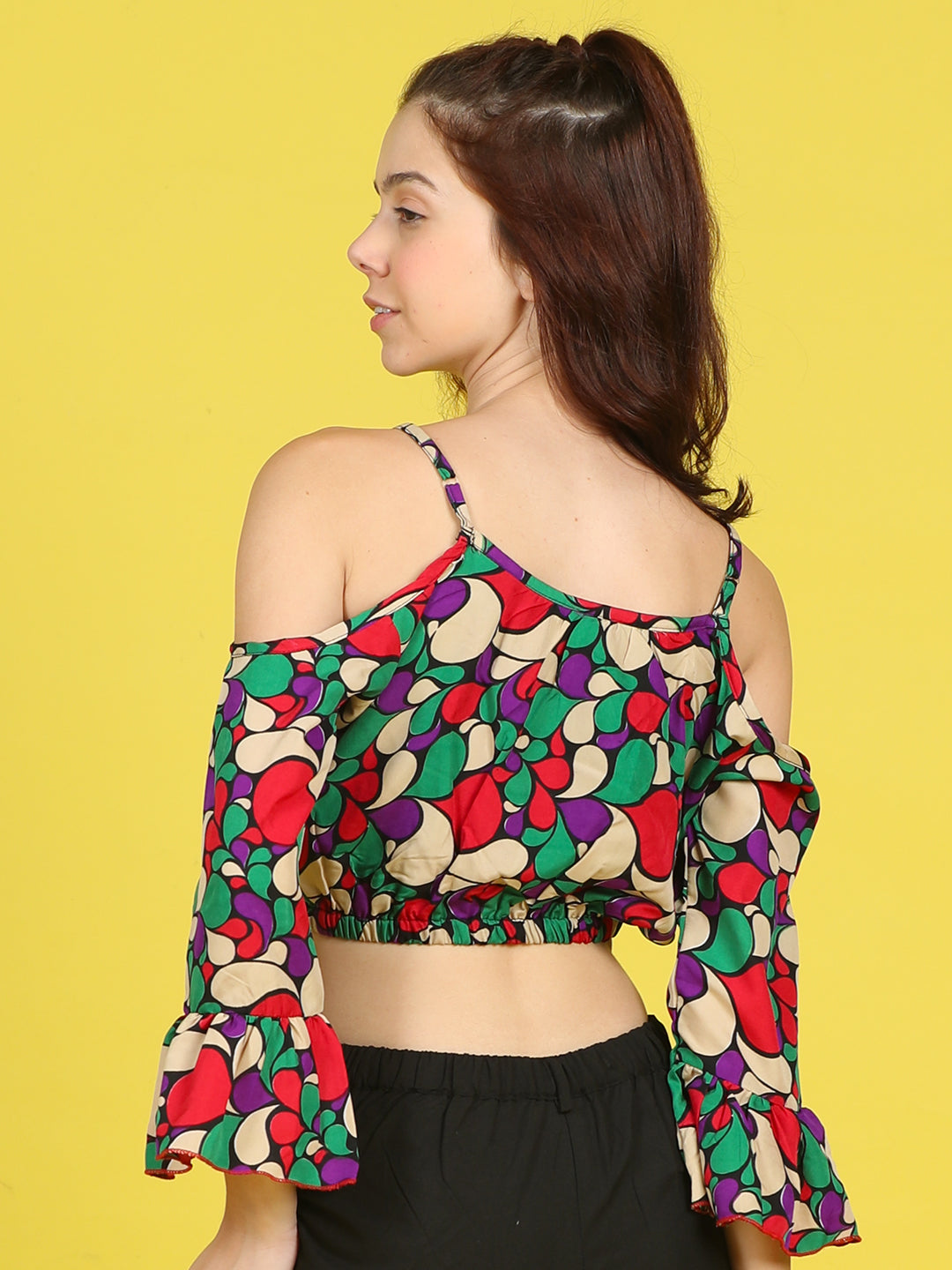 Cutiekins Girls Trendy Bold Style Printed Top -Black & Multi