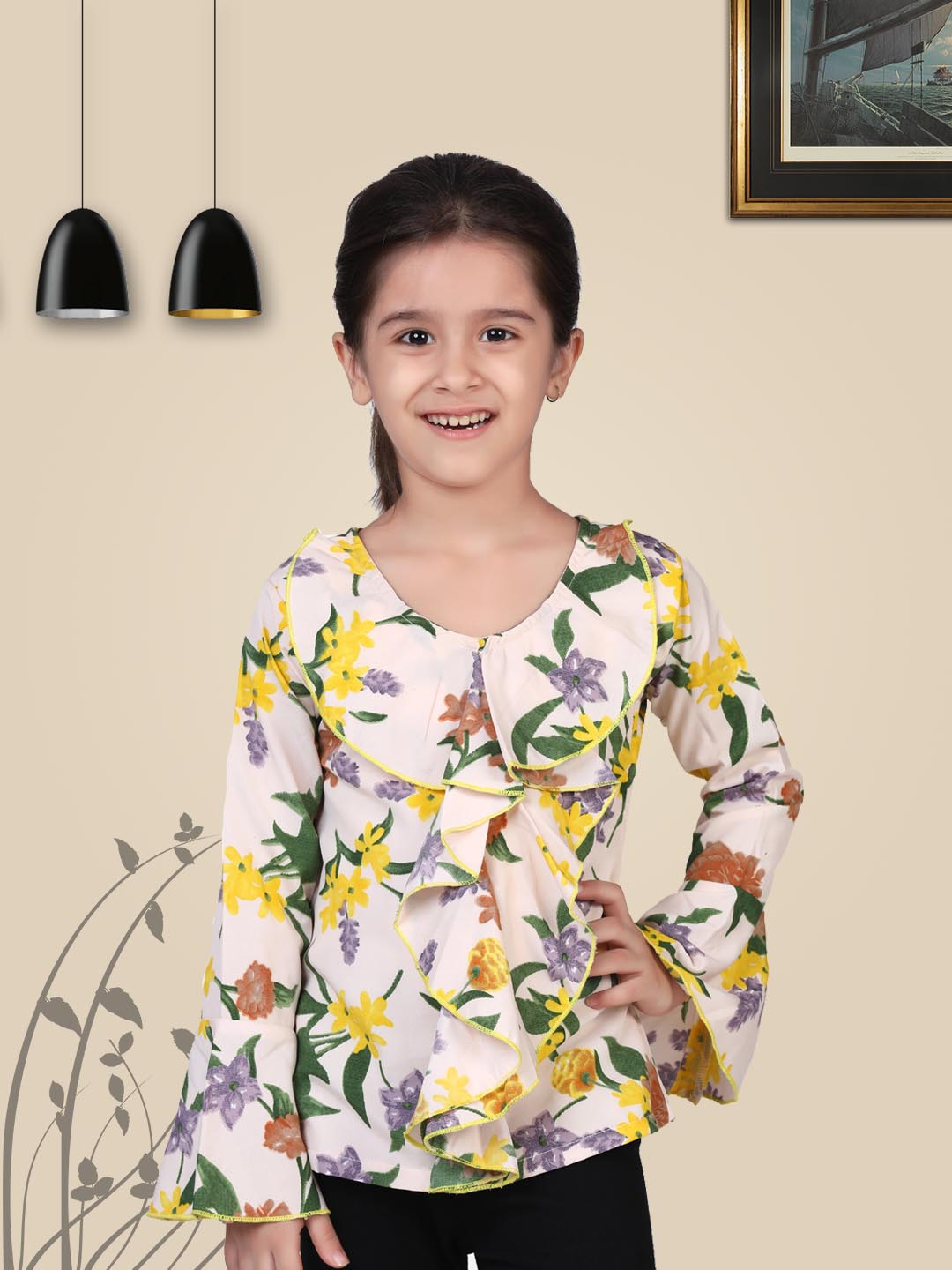 Cutiekins Floral Print Full Sleeves Top - Multicolor
