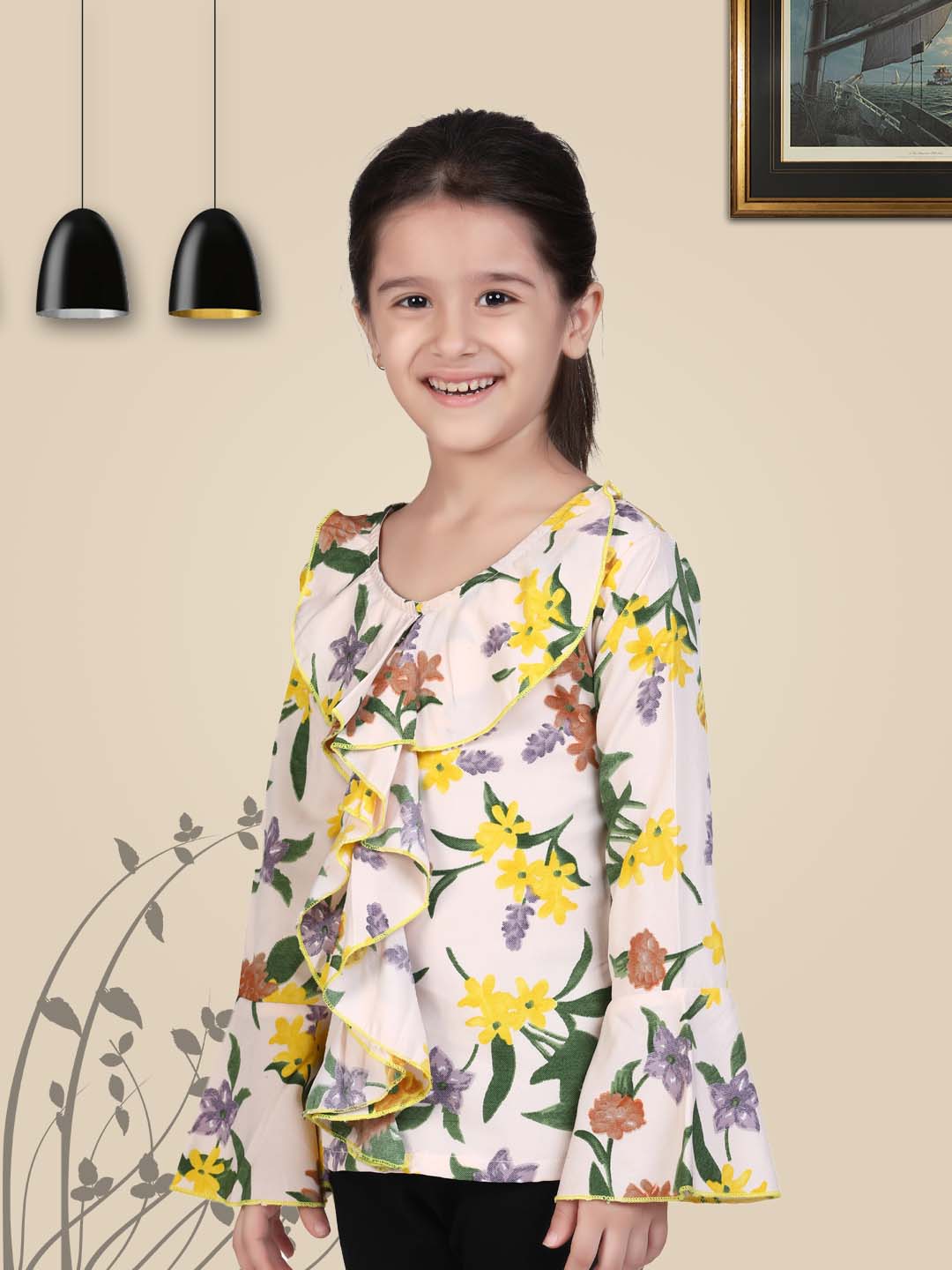 Cutiekins Floral Print Full Sleeves Top - Multicolor