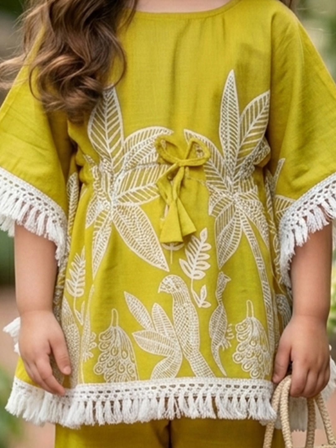 Cutiekins Girls Floral Print Top With Matching Trouser - Mustard & White