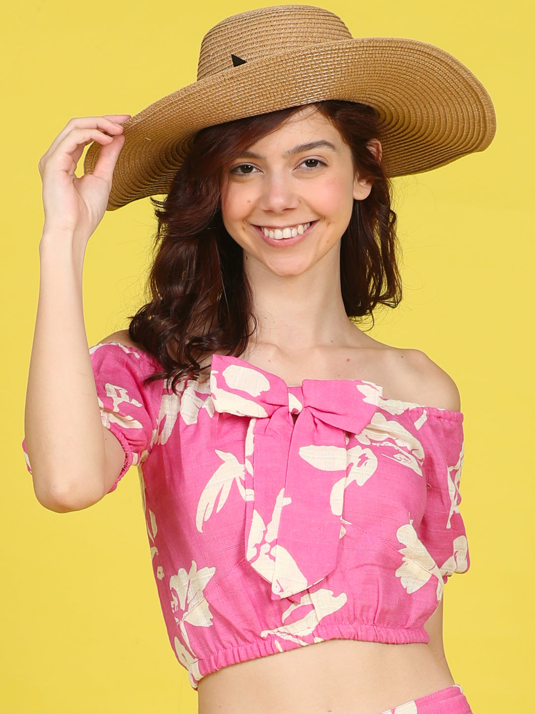 Cutiekins Girls Trendy Bold Style Printed Top -Onion Pink & Off White