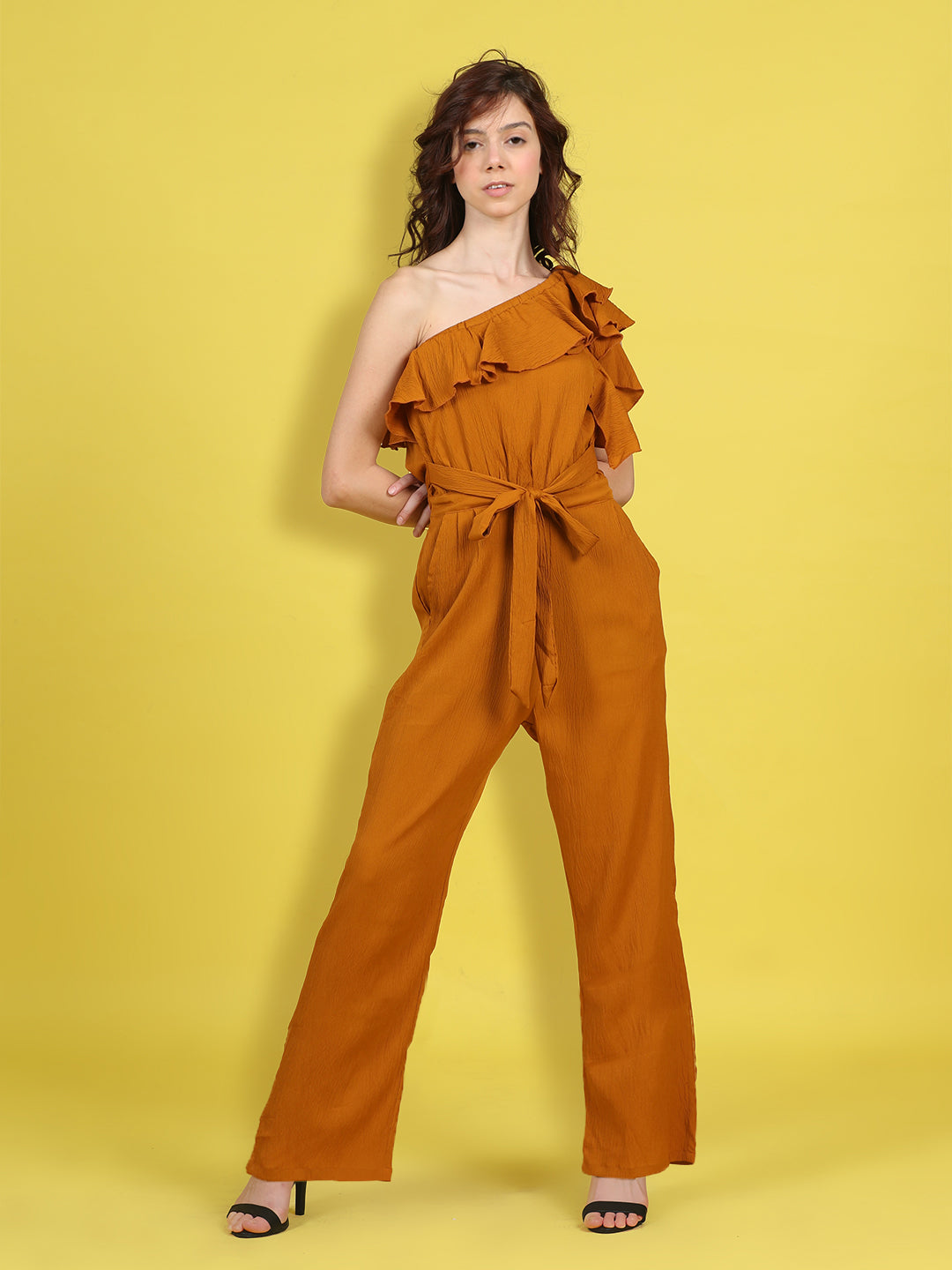 Cutiekins Stylish & Trendy Solid Jumpsuit for Kids -Mustard