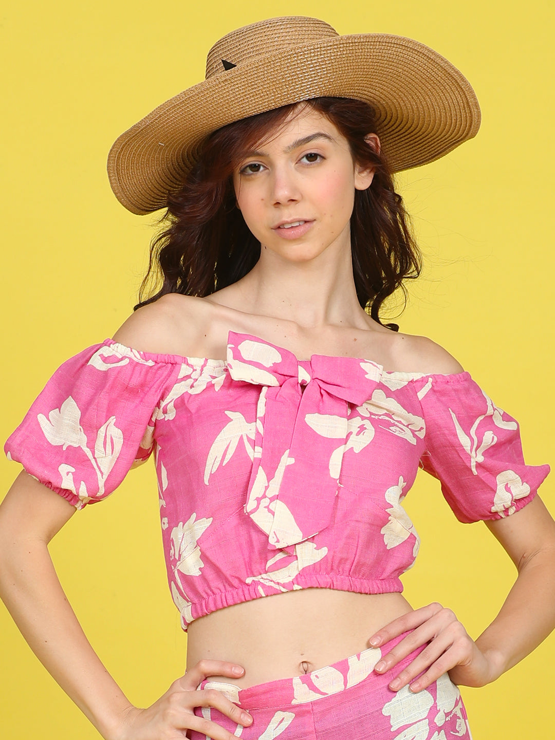 Cutiekins Girls Trendy Bold Style Printed Top -Onion Pink & Off White