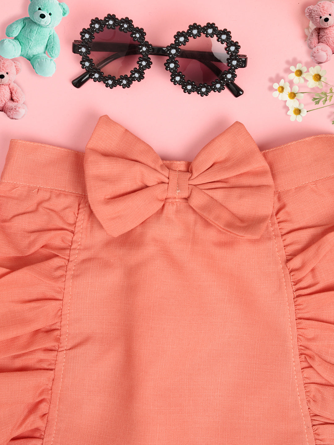 Cutiekins Girls Solid Embellished Skirt-Peach