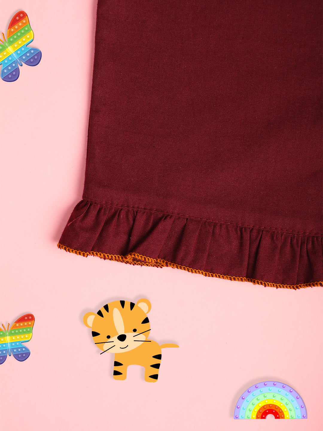 Cutiekins Girls Solid Embellished Short -Maroon