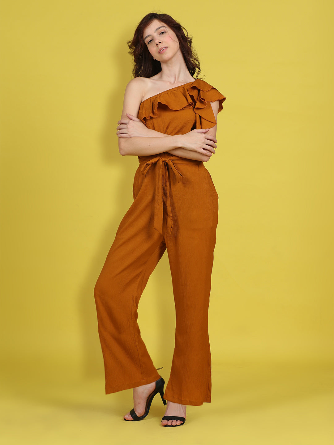Cutiekins Stylish & Trendy Solid Jumpsuit for Kids -Mustard