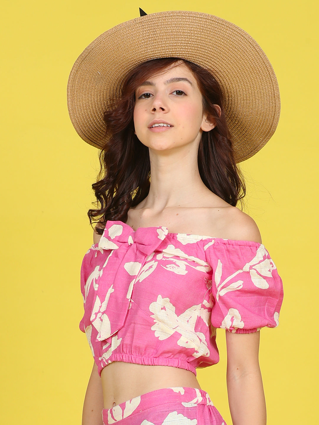 Cutiekins Girls Trendy Bold Style Printed Top -Onion Pink & Off White