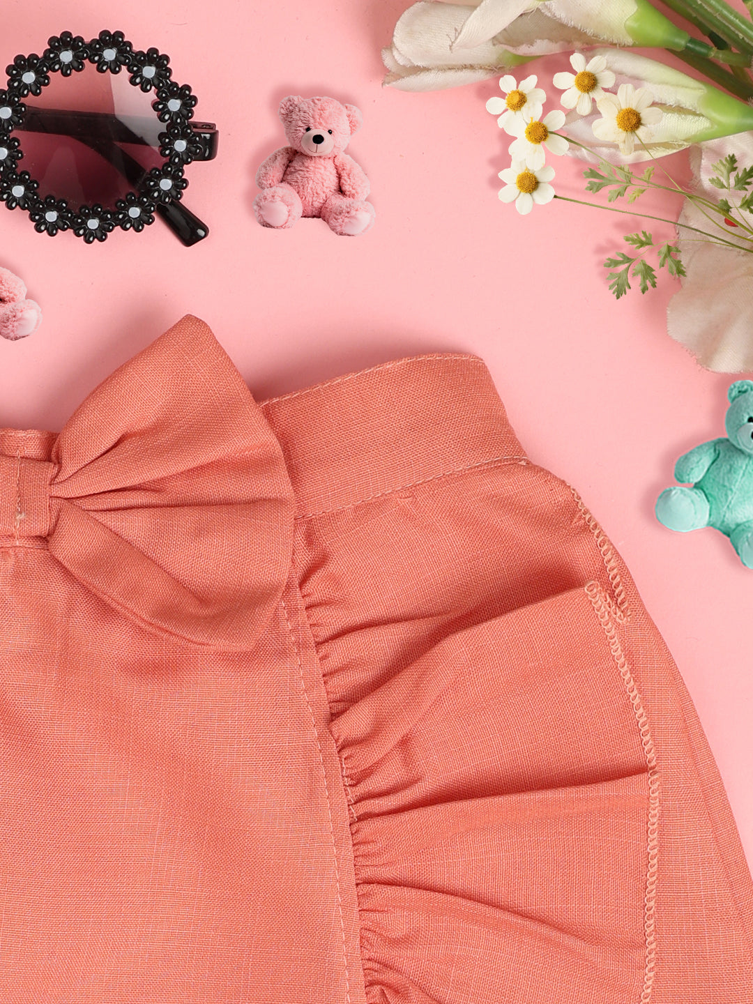 Cutiekins Girls Solid Embellished Skirt-Peach