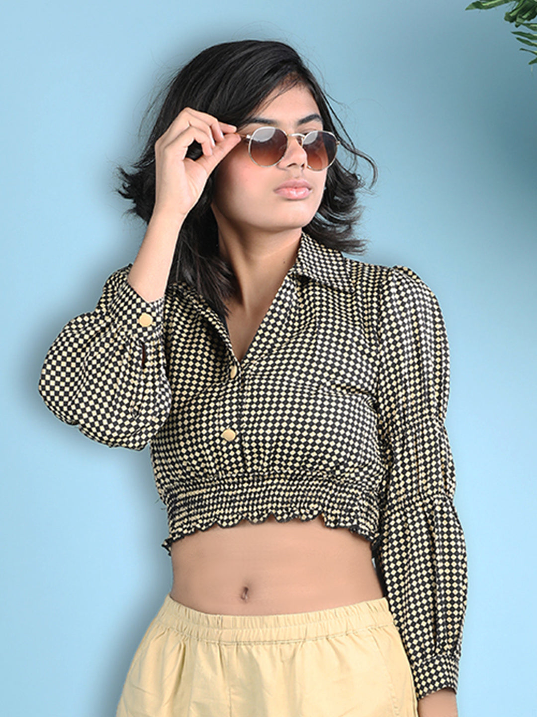 Cutiekins Girls Printed Embellished Top -Black & Gold