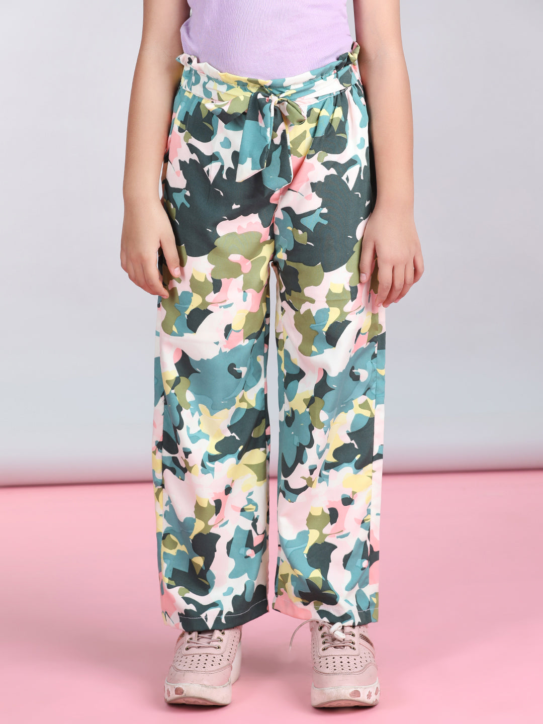 Cutiekins Printed Polyester Palazzos- Multicolor