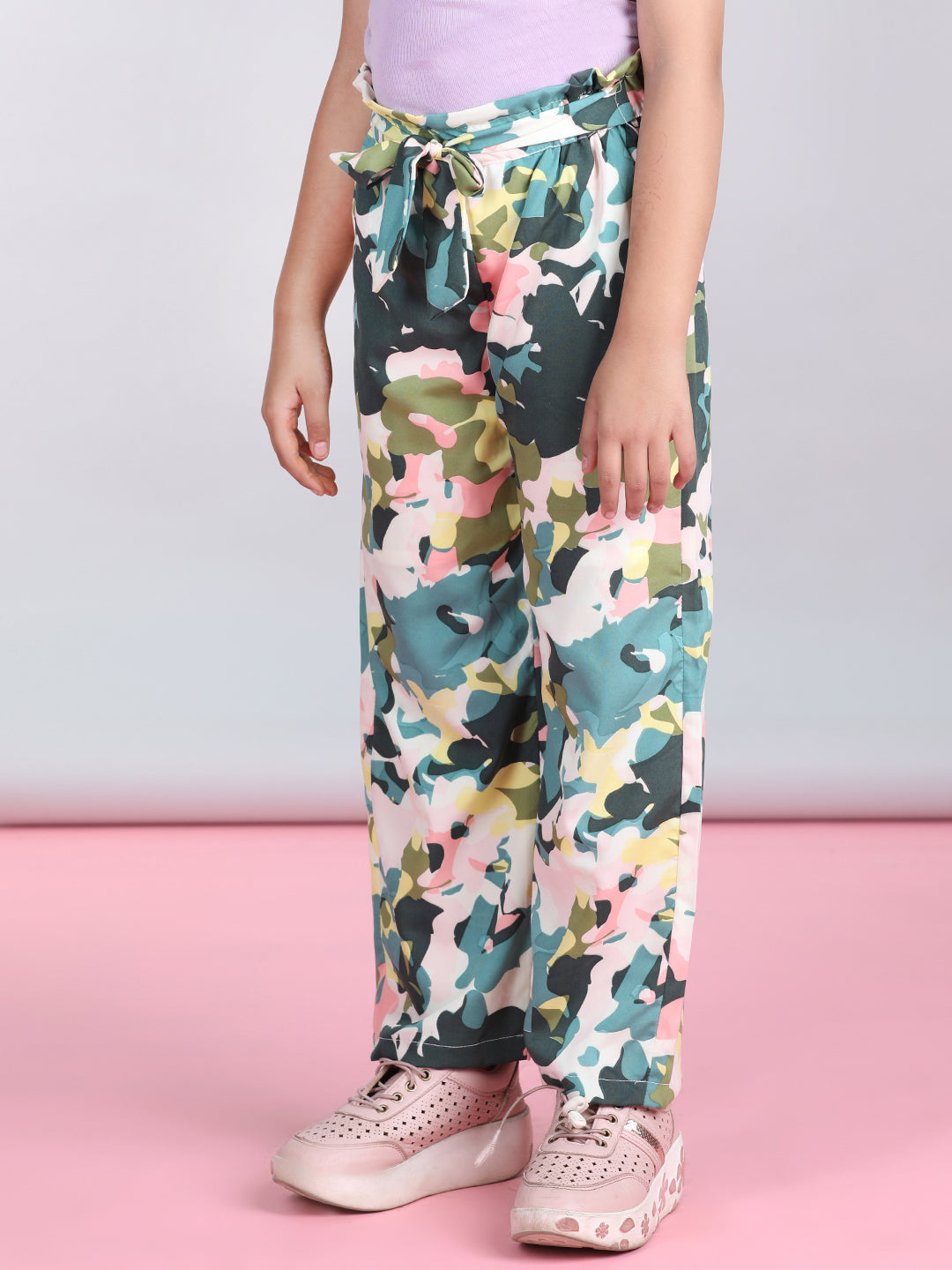 Cutiekins Printed Polyester Palazzos- Multicolor