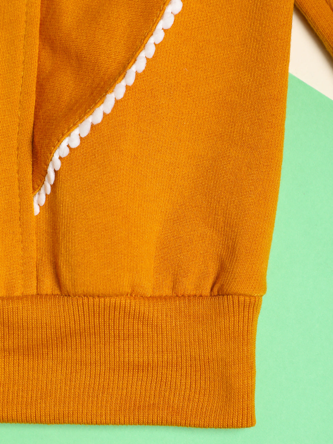 Cutiekins Girls Trendy Floral Graphic Print Winter Sweatshirt -Mustard & Red