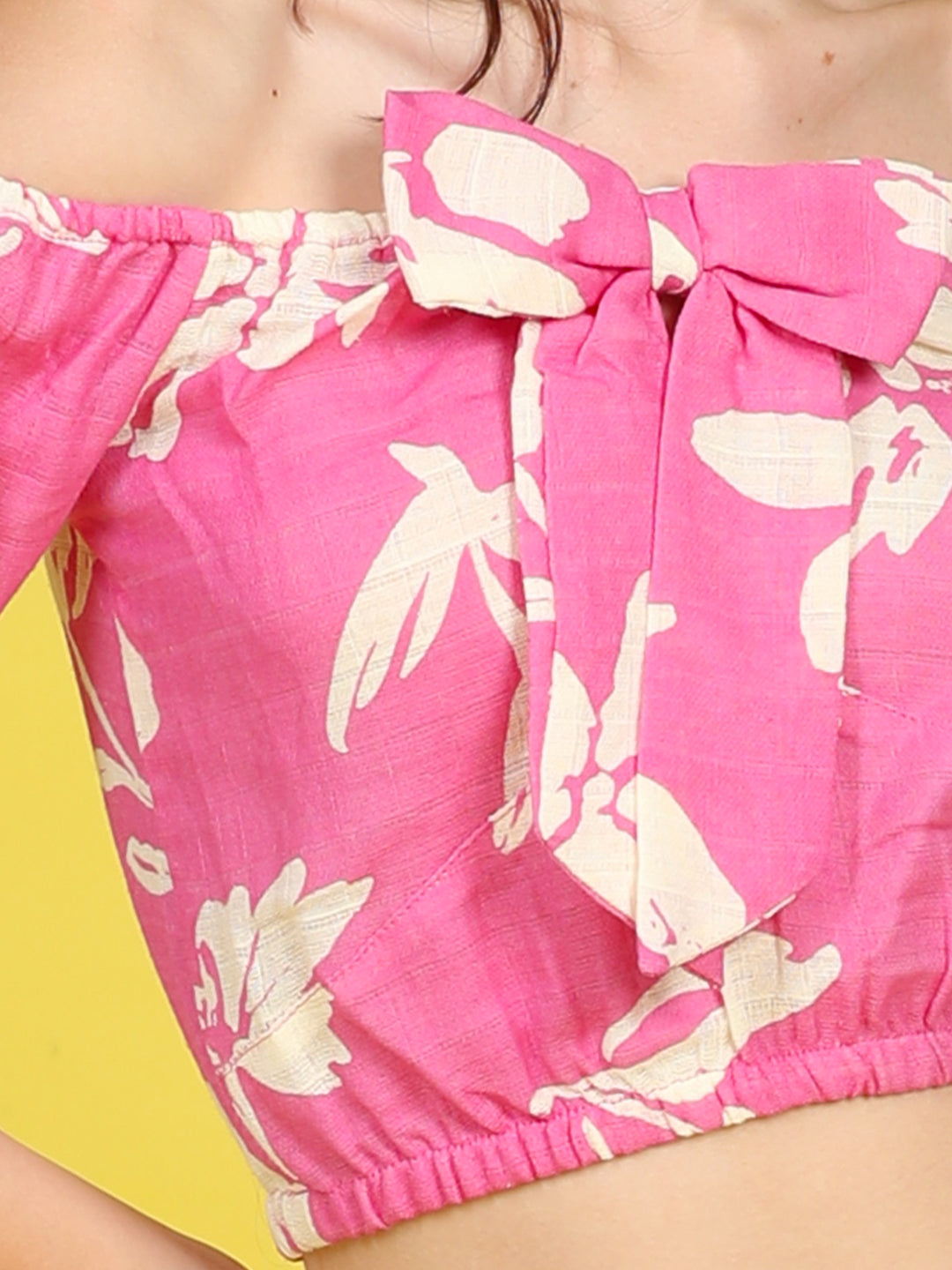 Cutiekins Girls Trendy Bold Style Printed Top -Onion Pink & Off White