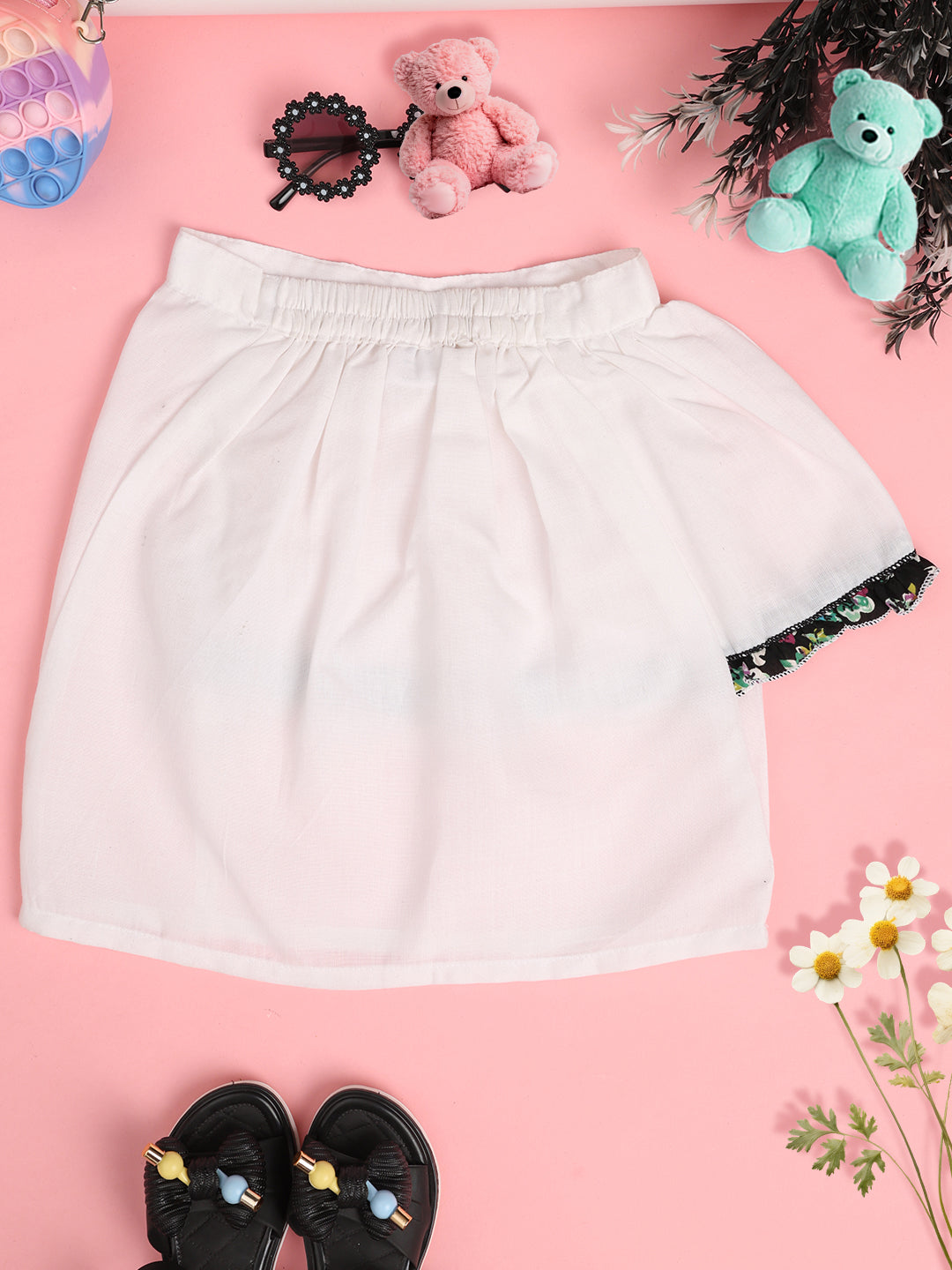 Cutiekins Girls Solid Embellished Skirt-Off White