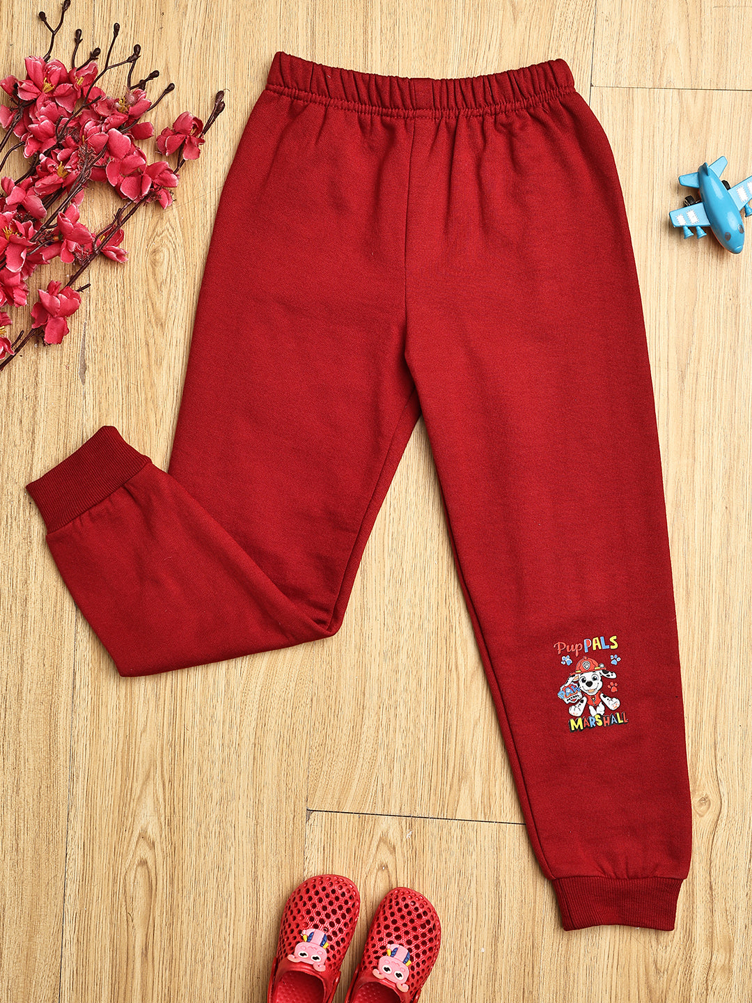 Cutiekins Boys Graphic Print cozy Trackpant -Maroon