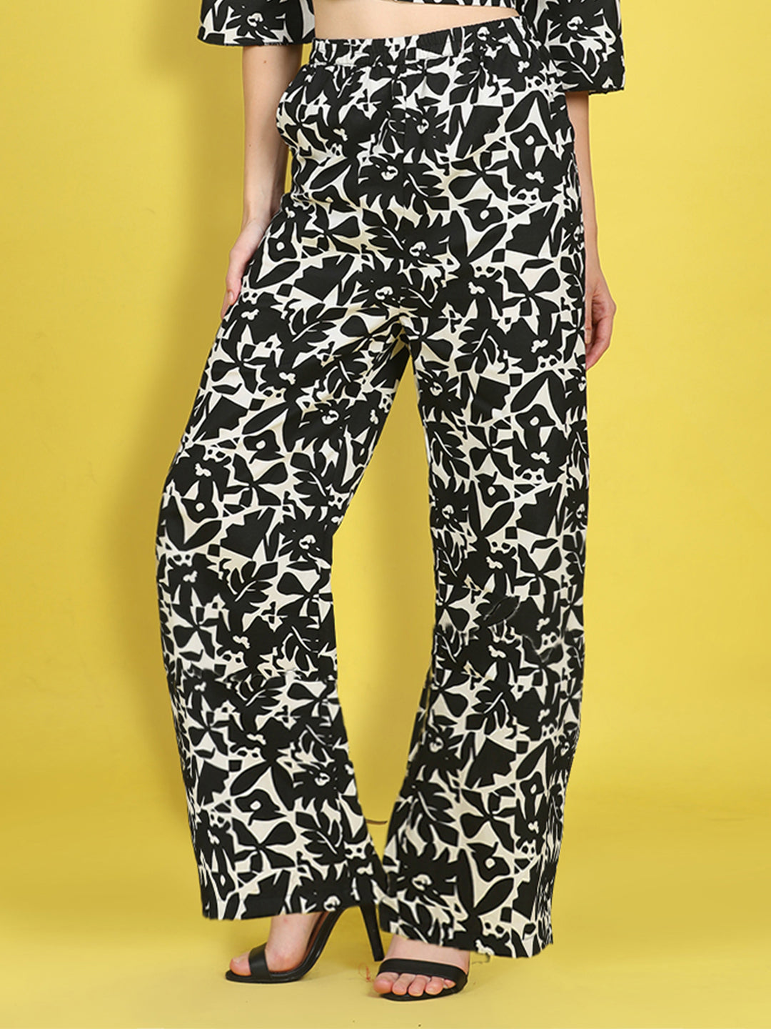 Cutiekins Girls Trendy Bold Style Printed Palazzo -Black & Off White