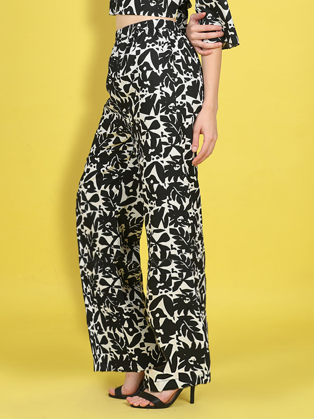 Cutiekins Girls Trendy Bold Style Printed Palazzo -Black & Off White