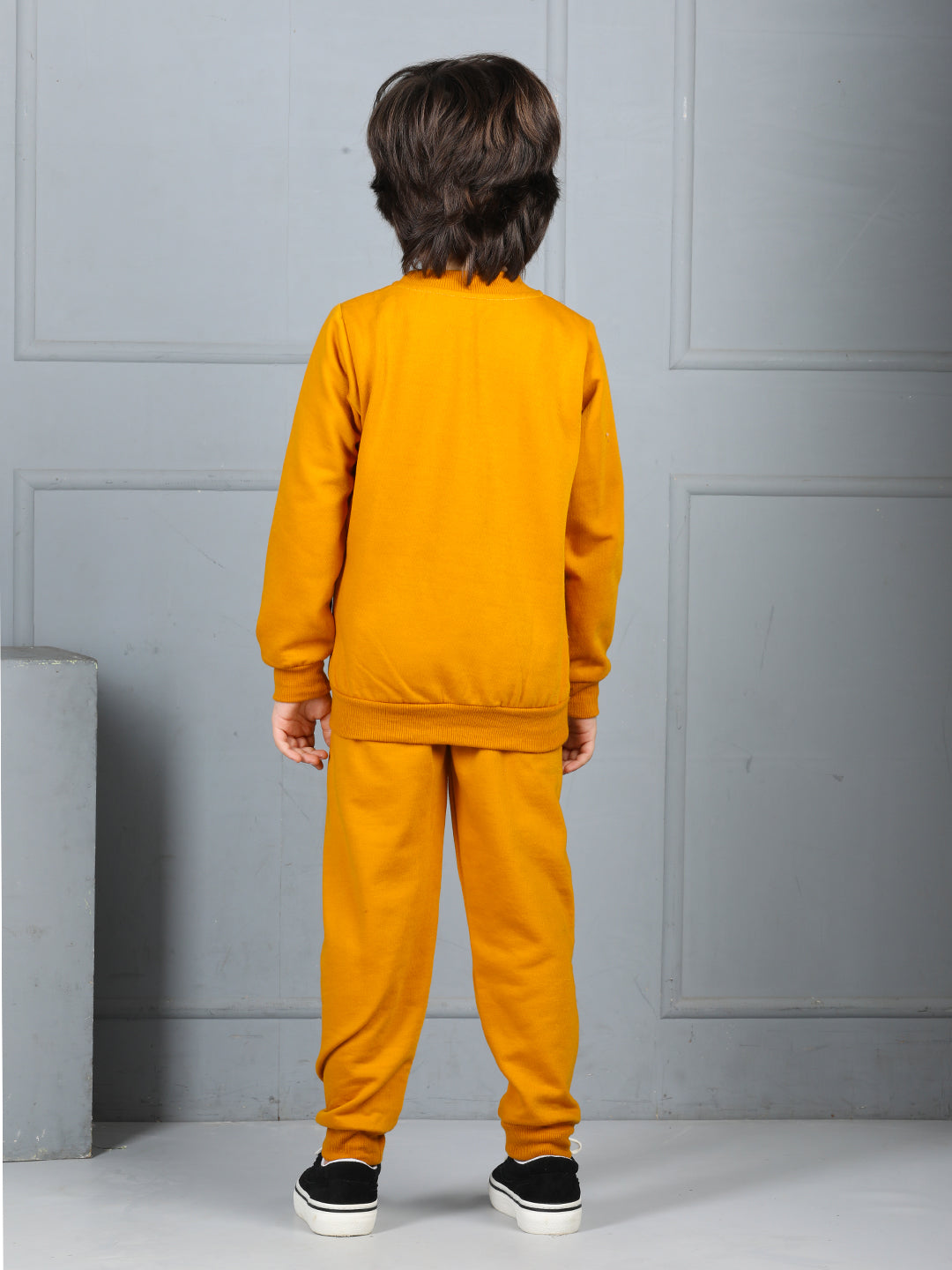 Cutiekins Boys Crocodile Graphic Print cozy Tracksuit -Mustard & Green