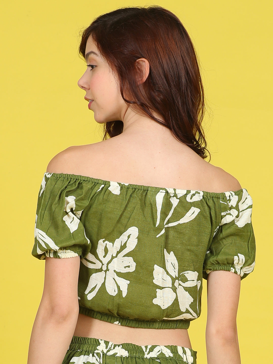 Cutiekins Girls Trendy Bold Style Printed Top -Olive Green & Off White