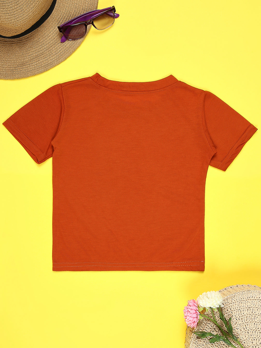 Cutiekins Boys Graphic Printed T-Shirt-Rust & Green