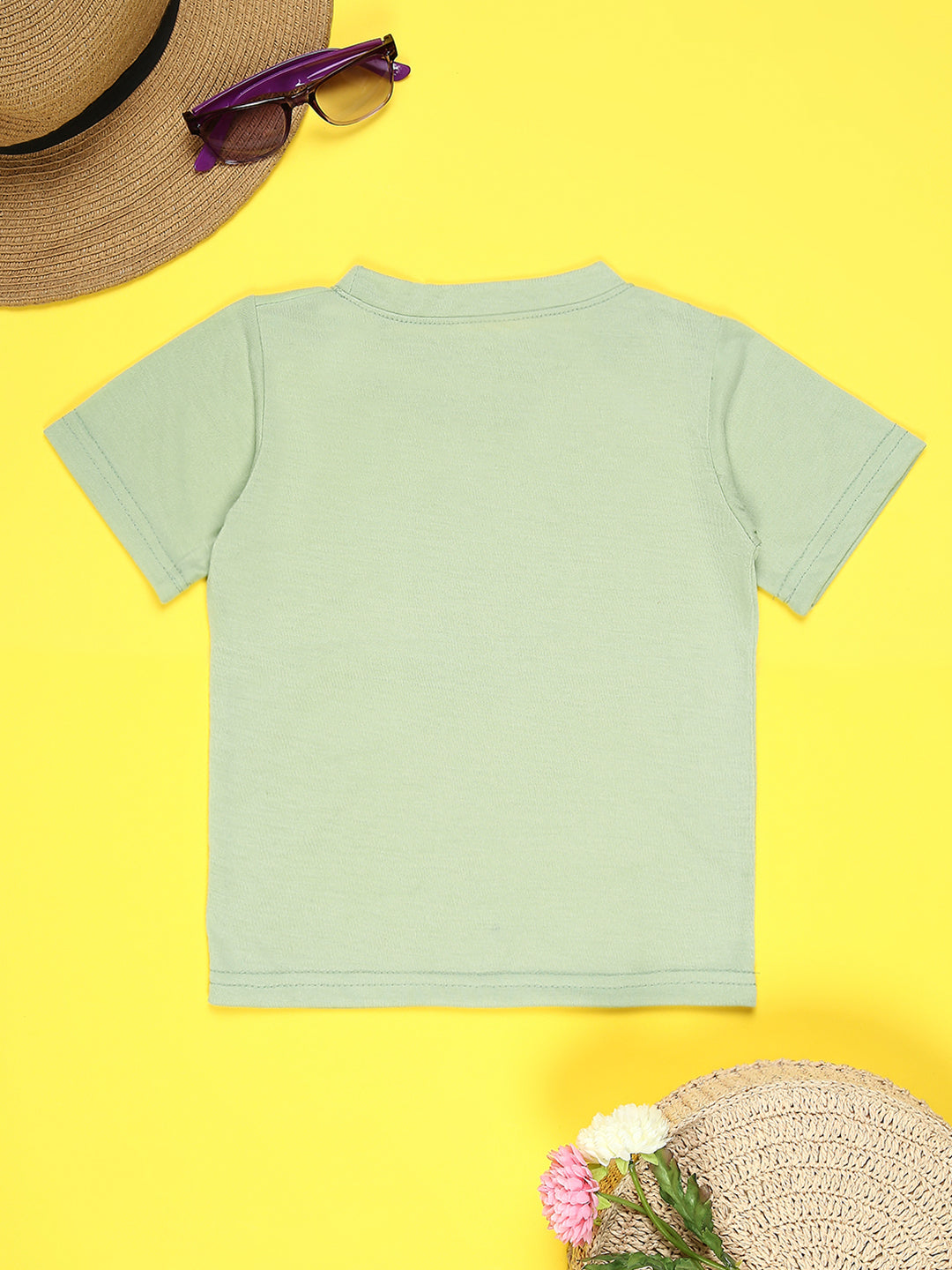 Cutiekins Boys Graphic Printed T-Shirt-Olive Green & Purple