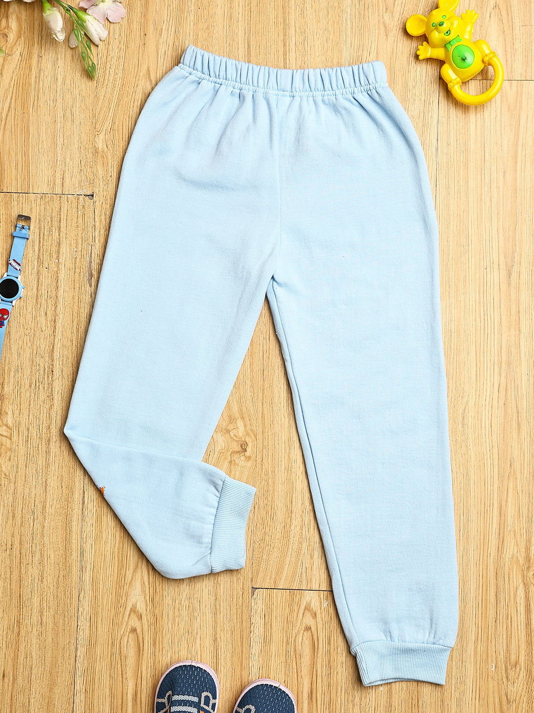 Cutiekins Boys Graphic Print cozy Trackpant -Light Blue