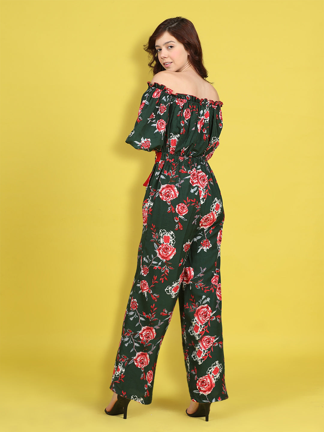 Cutiekins Stylish & Trendy Printed Jumpsuit for Kids -Dark Green & Red