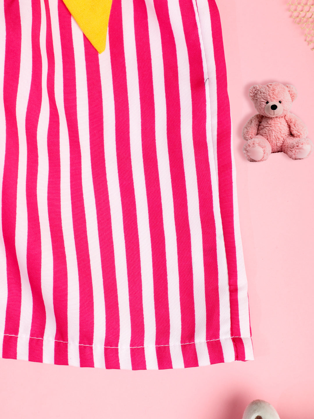 Cutiekins Girls Striped Printed Embellished Short -Pink & Off White