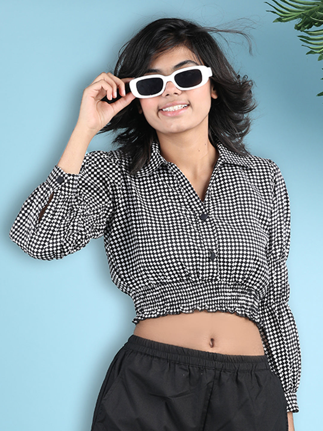 Cutiekins Girls Printed Embellished Top -Black & White