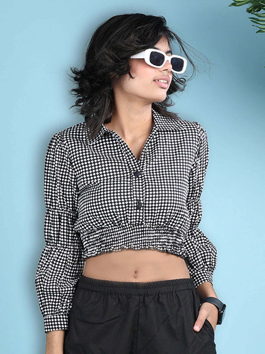 Cutiekins Girls Printed Embellished Top -Black & White