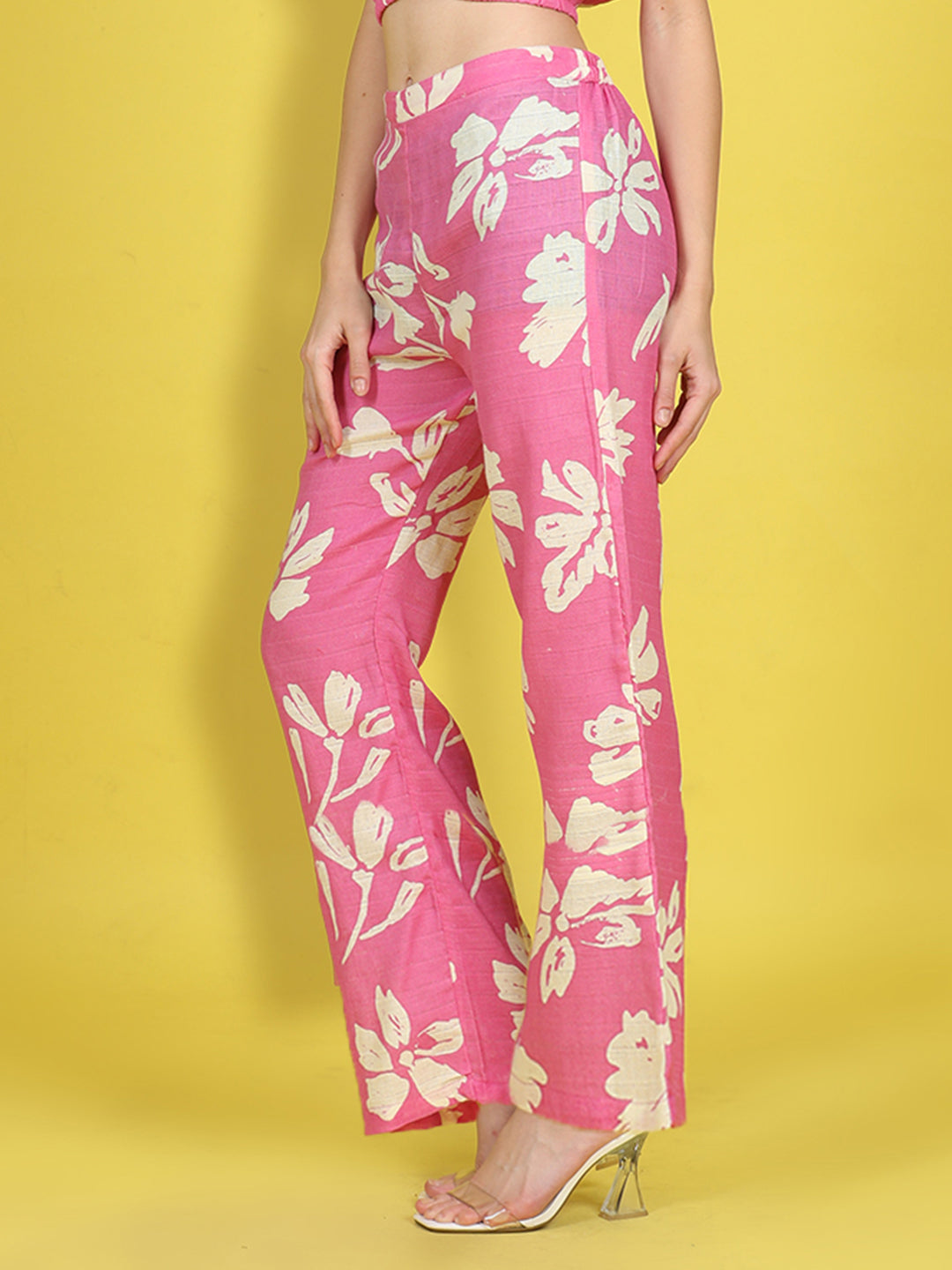 Cutiekins Girls Trendy Bold Style Printed Palazzo -Onion Pink & Off White