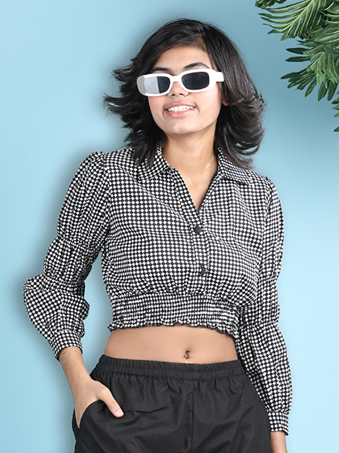 Cutiekins Girls Printed Embellished Top -Black & White