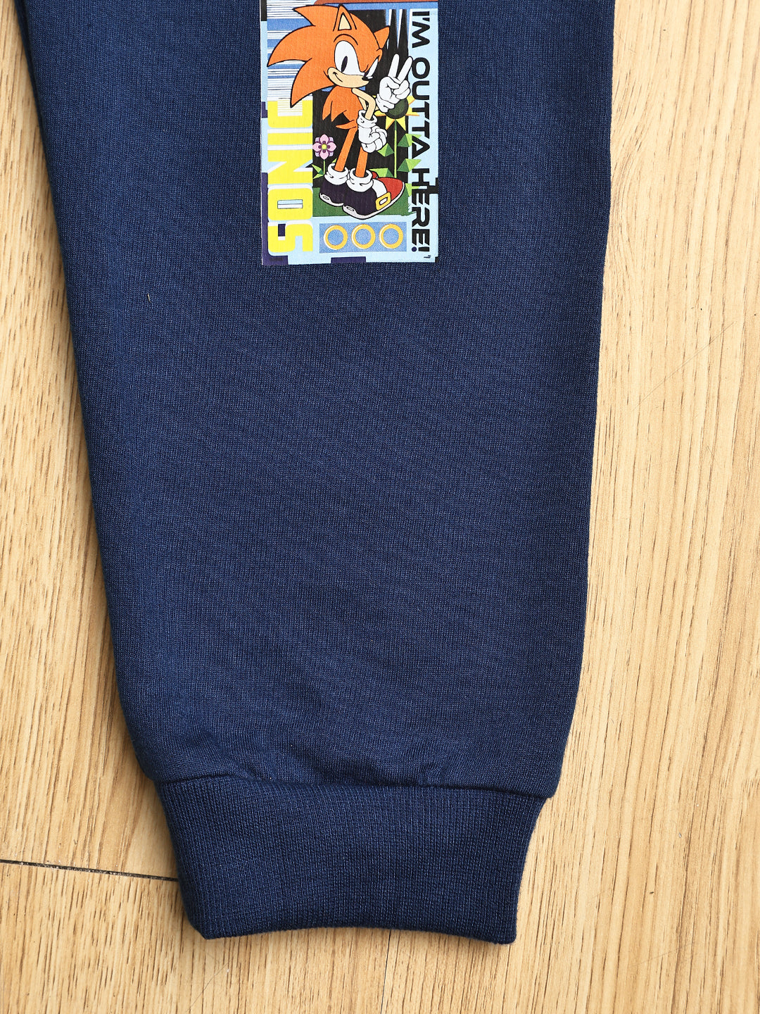 Cutiekins Boys Sonic Graphic Print cozy Trackpant -Navy Blue & Orange