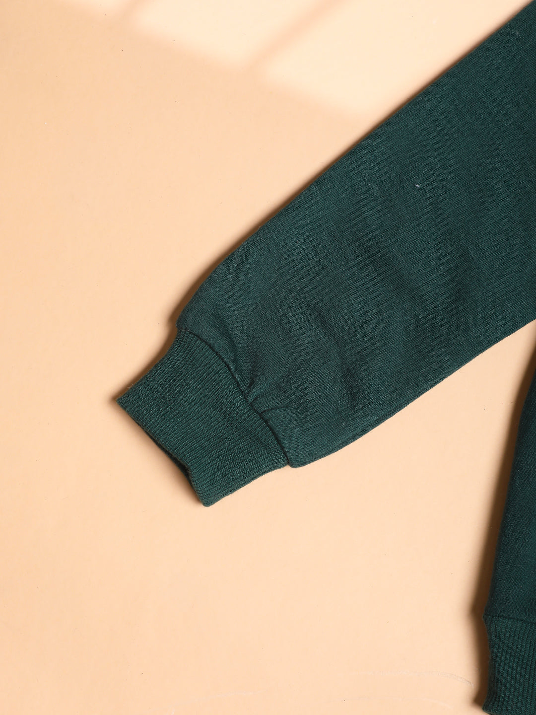 Cutiekins Boys Trendy Graphic Printed Winter Sweatshirt -Dark Green & Yellow